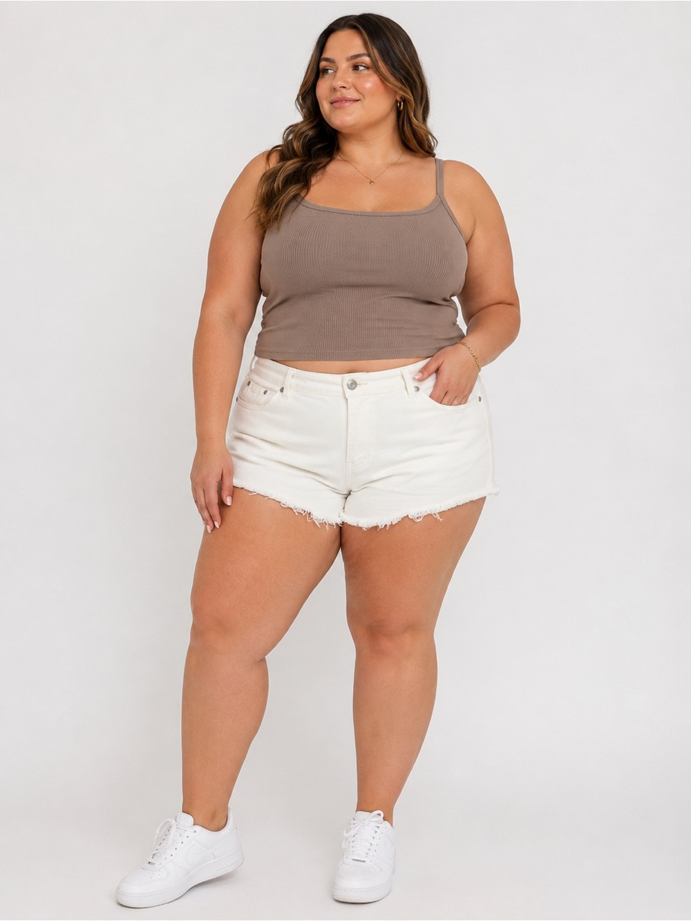 Torrid White Frayed Hem Denim Shorts